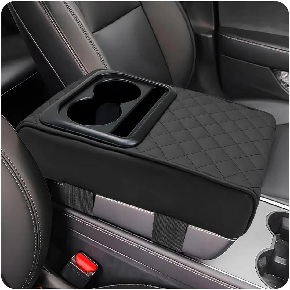 Console central de carro apoio de braço travesseiro apoio de braço automático almofada com copo e suporte para telefone - Imagem 2 de 4