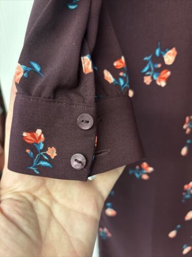 Old Navy women's Long Sleeve Casual Plum Purple Floral Shift Dress Size S - Picture 2 of 7