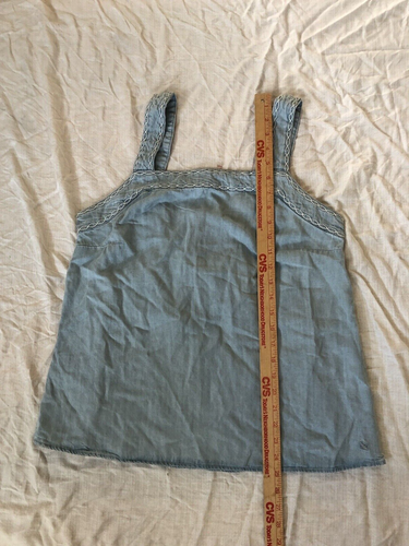 New $60 Eddie Bauer Tencel Tranquil Bleach Chambray Embroidered Sleeveless Top M - Picture 9 of 11