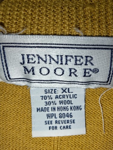 Jennifer Moore Size XL Vintage Mustard Yellow Wool Blend Rib/Striped LS Sweater - Picture 2 of 5