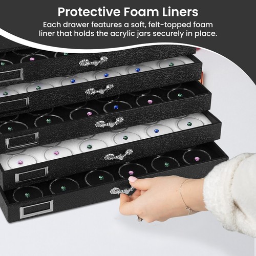 Neuartige Box 5 Schubladen Schmuck Hobby Edelstein Organizer Vitrine mit Edelstein Glas Einsätzen - Bild 33 von 92