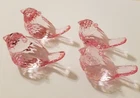 Set of 4 Pink Bird Large 2.5" Crystal Prism Chandelier Acrylic Pendants Beads