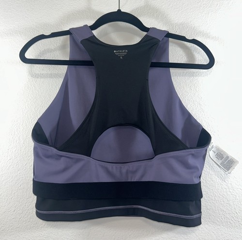 Athleta Size XL Conscious Train Pocket Crop Bra XL Cup D+ Purple Black Lined - Picture 5 of 6