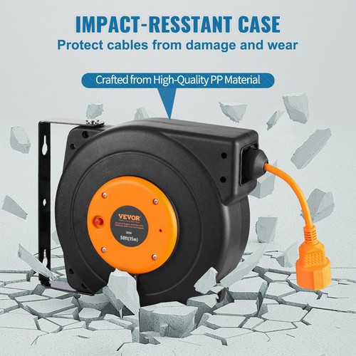 VEVOR Carrete de Cable de Extensión Retráctil 15 m 1600 W Cable Alimentación 1 m - Bild 5 von 12