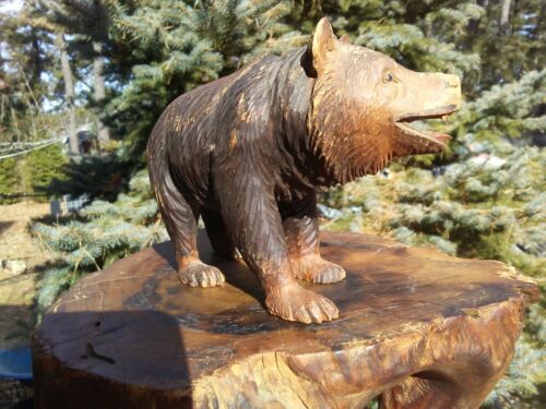 Figura antigua de oso de madera tallada en la selva negra - Imagen 2 de 11