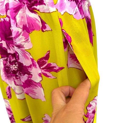 Great Jones Womens Blouson Dress Yellow Floral Lined Halter Pockets Smocked M - Picture 9 of 12