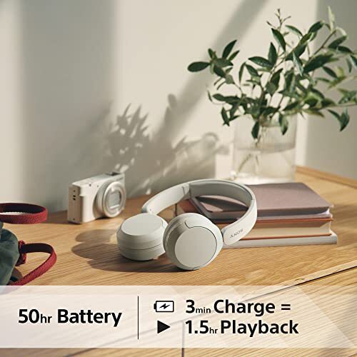 Wireless On Ear Headphones White 50 Hours Battery Bluetooth Noise Cancelling - Picture 6 of 9