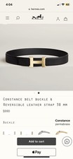 Hermes Men s Reversible Black Leather Belt 120 CM W/ Gold Buckle Original Box