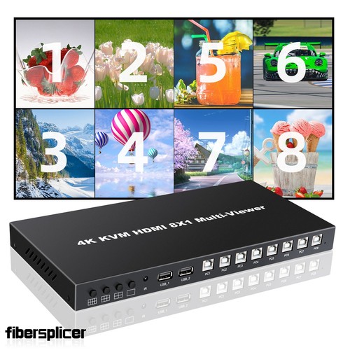 NK-E80 4K KVM HDMI 8 CANALES 8X1 Multi-visor Pantalla de Video Empalmadora Sincronización - Imagen 8 de 8