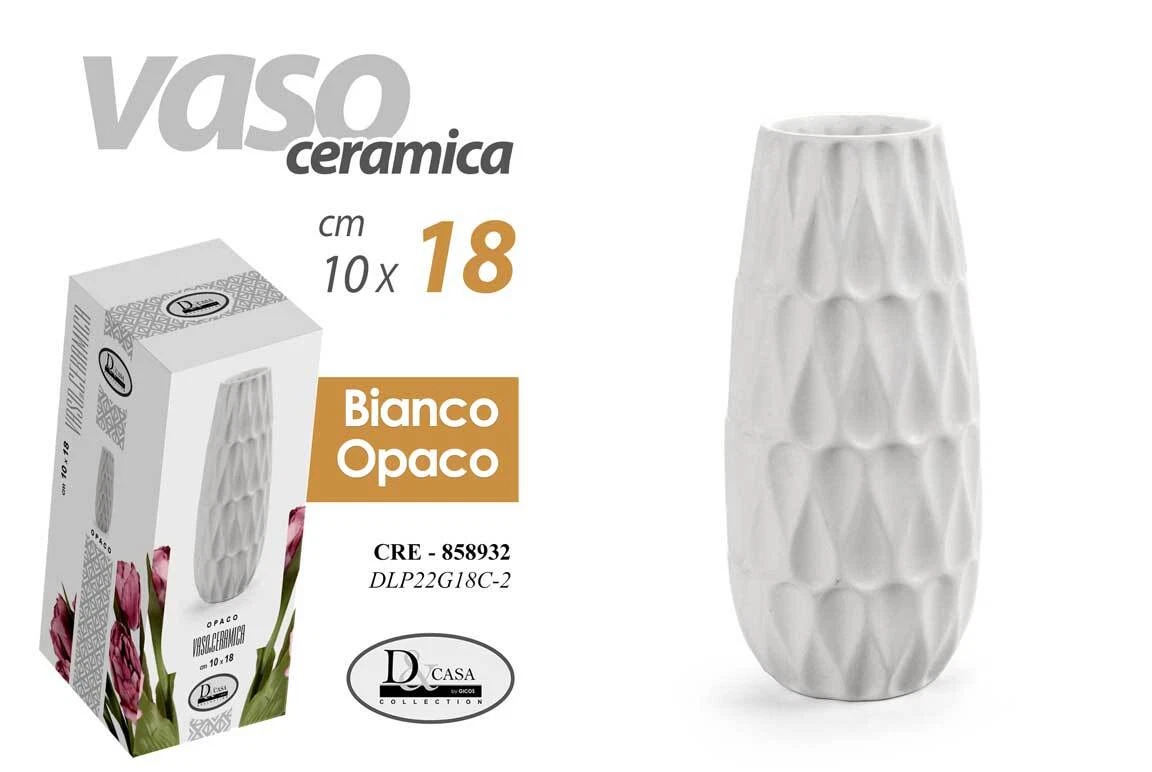 Vaso in ceramica bianca, vaso per fiori, vaso decorativo moderno, vasi decorativi per centrotavola, ceramica bianca (rotondo) | Leroy Merlin