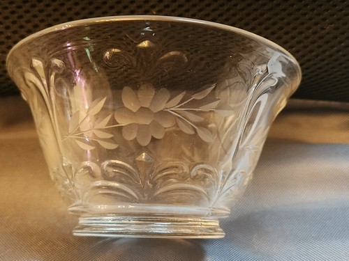 Vintage Floral Etched Clear Glass Small Dessert Trinket Bowl 2.5" - Picture 2 of 5