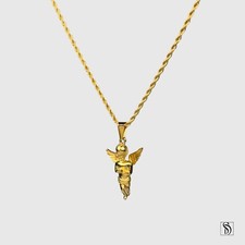 18K Gold Baby Angel Pendant Necklace, Premium Stainless Steel Cherubic Guardian