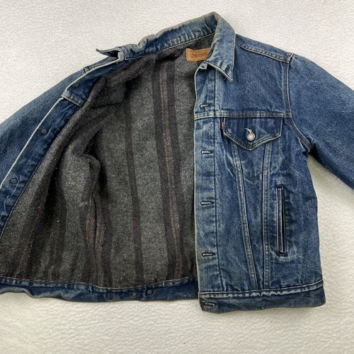 Vtg Levis Jean Jacket Mens 42 Long Wool Flanned Lined Type 3 Trucker Denim USA - Picture 9 of 19