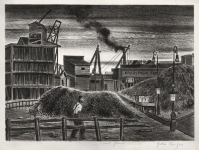 Harlem Coal Yard Art Print Julius Tanzer Circa 1936 WPA Urban Industrial Etching