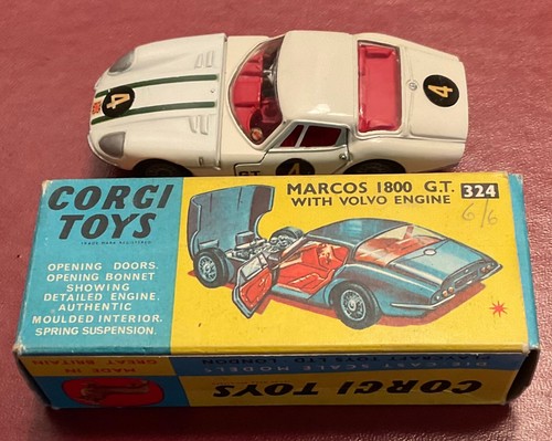 1966 CORGI Mettoy Great Britain MARCOS 1800 G.T. with VOLVO ENGINE Boxed #324 - Picture 7 of 12