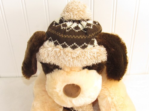 Hug Fun International St Jude Soft Stuffed Winter Dog with Brown Hat Scarf 12” - Picture 6 of 8