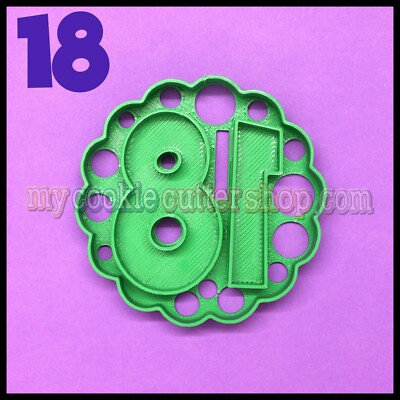 SCALLOPED ROUND NUMBER 18 COOKIE CUTTER 8cm DIAM - IMPRINT EMBOSSING STAMP | eBay