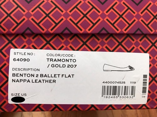 New in box Tory Burch Pink Benton 2 Nappa Leather Ballet Flats - Picture 7 of 7
