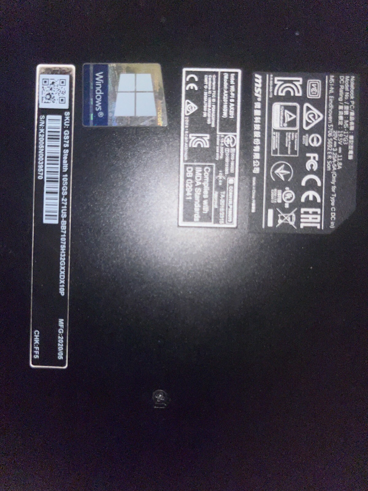 MSI GS75 Stealth 17.3" FHD 300Hz i7-10875HK 32GB 512GB SSD 2080 Super W10P RTX - Picture 6 of 6
