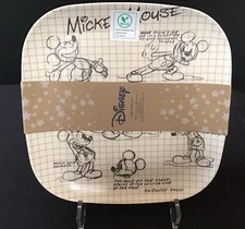 Disney Parks Sketchbook Mickey Mouse and Friends Square Dinner Plates 4 pack New