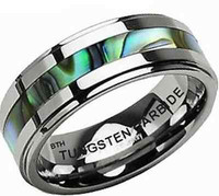 Abalone Shell Inlay Mens Tungsten Carbide Wedding Engagement Band Ring Abalone Shell Inlay Mens Tungsten Carbide Wedding Engagement Band Ring