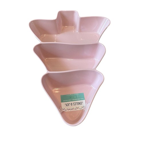 Jingles & Joy Pink Christmas Tree 3 Section Server Tray 20" Holiday Melamine New - Picture 7 of 10