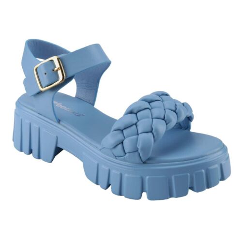 Women's Platform Sandals Open Toe One Band Buckle Ankle Sandals Strap Block Heel - Picture 65 of 100