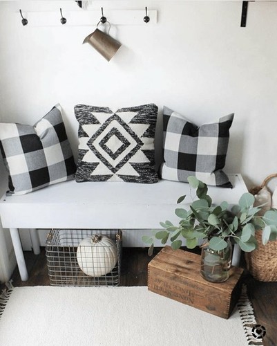Buffalo Checkered Plaid Throw Pillow Cover 18" x 18", 2 Packs Black & White. - Picture 12 of 26