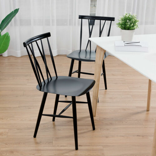 Set of 2 Dining Side Chairs Tolix Chairs Armless Cross Back Kitchen Bistro Cafe - Picture 4 of 11