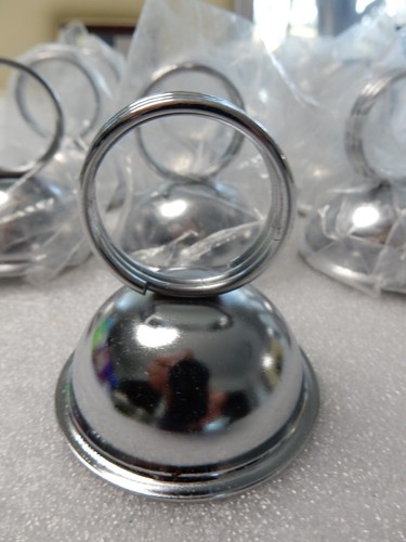 2” Stainless Steel Ring Card Sign Menu Holders (Set of 10) | NEW in Bags - Picture 2 of 6