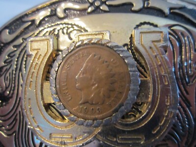 U.S. 1903 INDIAN HEAD PENNY COIN BELT BUCKLE WITH DOUBLE  display picture 3