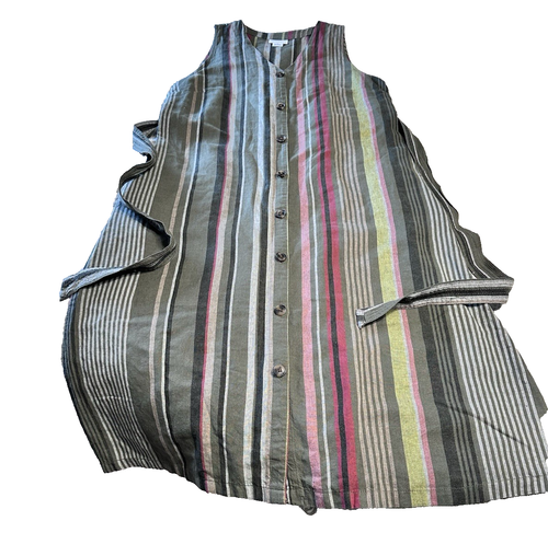 Liz Claiborne Size M Sleeveless A-line Maxi dress cotton linen Y2K pockets - Picture 9 of 9