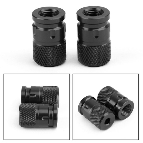 Pair CNC Black Anti-Thief Tire Valve Stem Caps For Car Truck Bike Motorcycle E6 - Picture 4 of 12