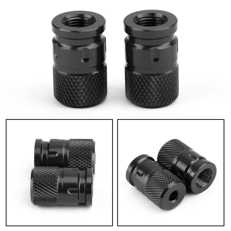 Pair CNC Black Anti-Thief Tire Valve Stem Caps For Car Truck Bike Motorcycle E6 - Image 4 of 4