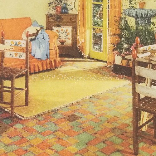 1934 Armstrong Linoleum Yellow tile kitchen home design photo art decor print ad - Picture 7 of 12