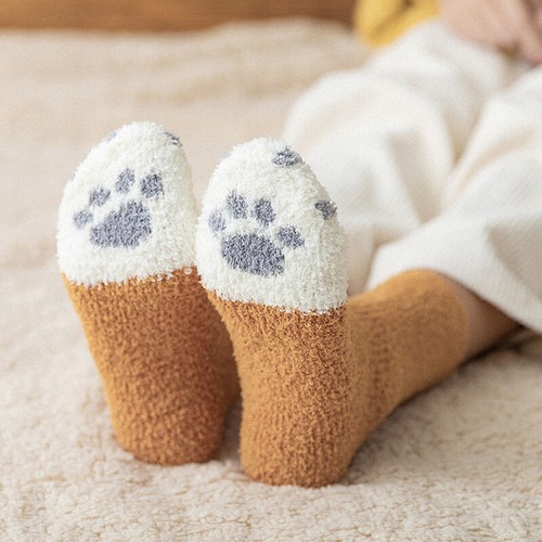 6PC Women Cat Claws Soft Fluffy Cozy Bed Socks Casual Winter Warm Christmas Gift - Picture 15 of 24