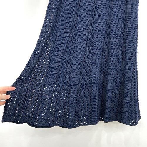 Vince Skirt Women's XS Navy Godet Crocheted Midi Organic Cotton Italy - Picture 7 of 10