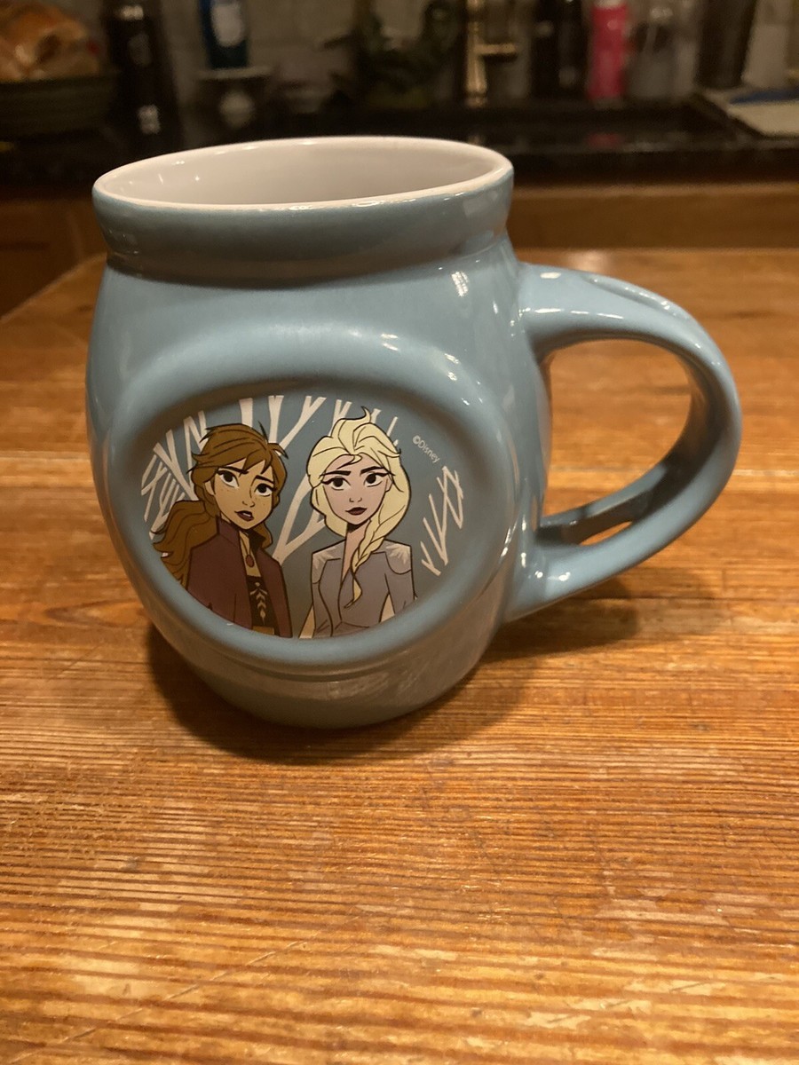Disney movie frozen Anna and Elsa blue coffee mug/cup with spoon slot | eBay