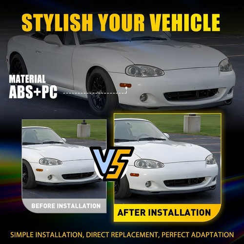 2-20X Fender Side Marker Light Housings Kit For 1990-05 Mazda Miata MX-5 Amber H - Picture 16 of 35