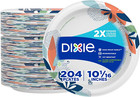 Dixie Large Paper Plates, 10 Inch, 204 Count, 2X Stronger*, Microwave-Safe, Soak