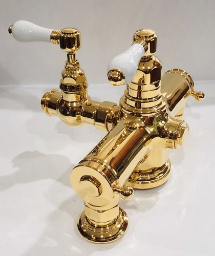 Rohl Exposed Thermostatic Mixing Valve With Porcelain Lever Handles Brass Finish - Picture 3 of 7