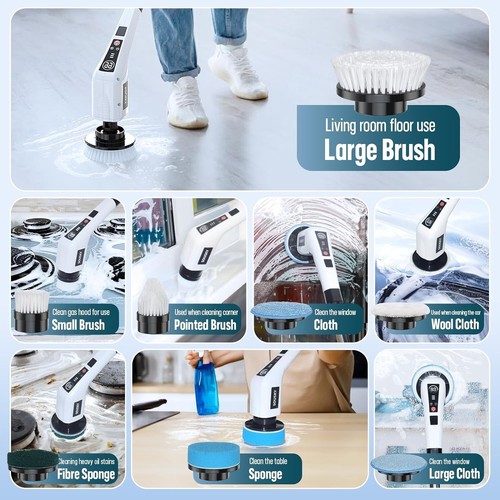 Electric Spin Scrubber Cordless Cleaning Brush Power Shower with Real-time Power - Bild 8 von 8