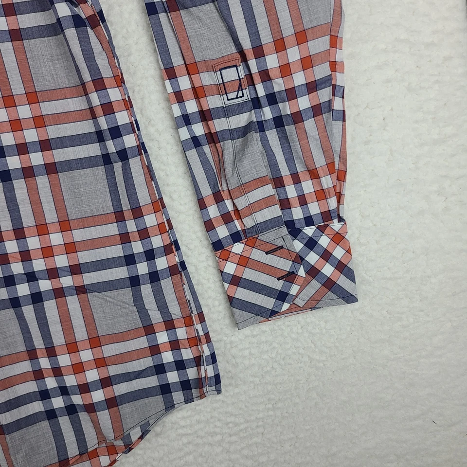 Camisa Zachary Prell Para Hombres 2XL XXL Azul Gris Naranja Cuadros Vestido Abotonado Foto 2 de 4