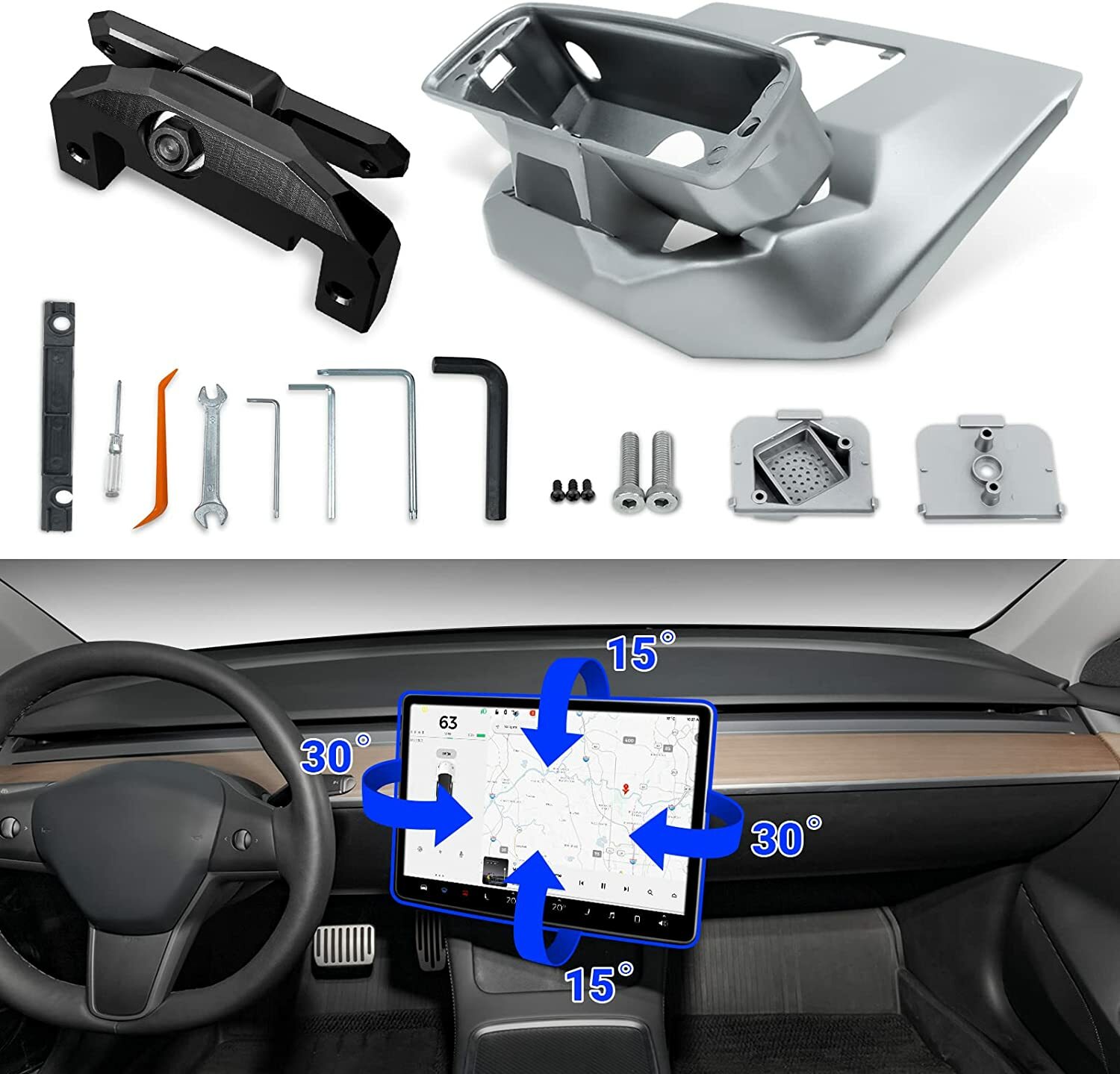 Tesla Model 3 & Model Y Swiveling Screen Mount - NEW GEN 2 - w/ Full Toolkit!