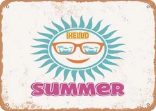 METAL SIGN - Hello Summer2 - Vintage Look Sign