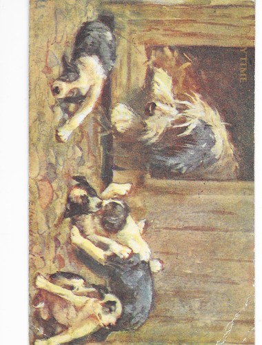 AK - Spielzeit - Welpen spielen während Mama zuschaut - verschickt 1925 - Bild 2 von 2