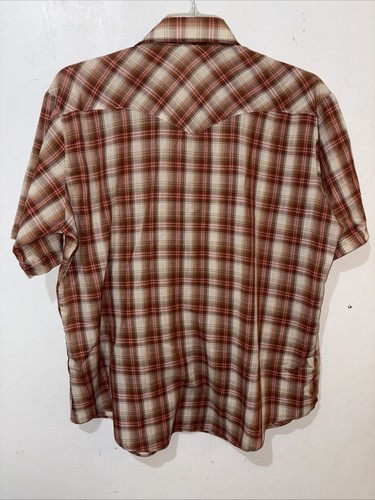 Vintage Westernhemd mit Druckknopfleiste Herren 17 rostrot orange beige kariert S/S siehe Hinweis - Bild 8 von 8