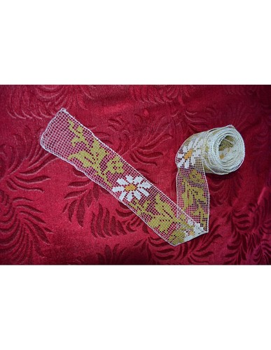 Antique Ganse Fabriquée En Regelgew À Réseau " Marguerite " 335x6, 5cm - Bild 2 von 2