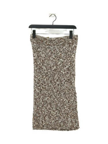 Reserved Women's Midi Skirt S Brown Acrylic with Polyamide Straight & Pencil