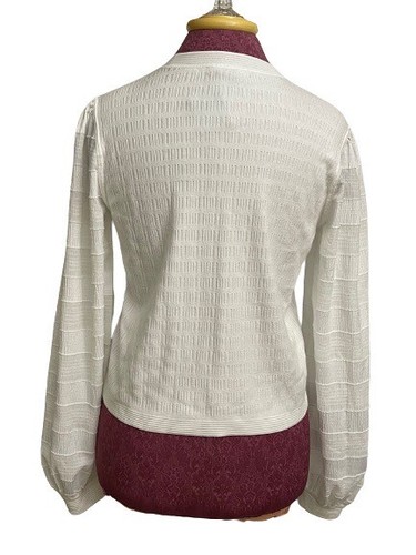 Club Monaco Women's Woven Sleeve Crewneck Sweater White Size L Retail $169 - Picture 4 of 6